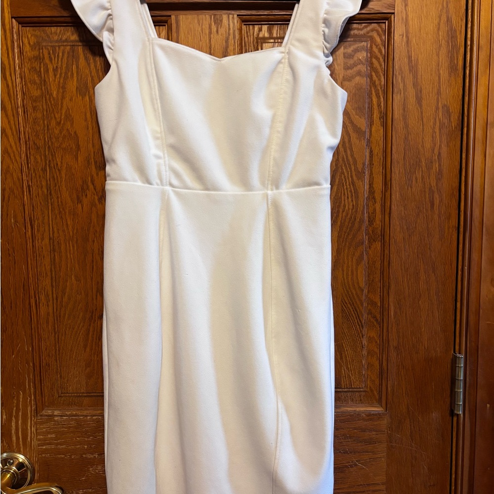 Lulu's White Ruffled-Strap Midi Dress